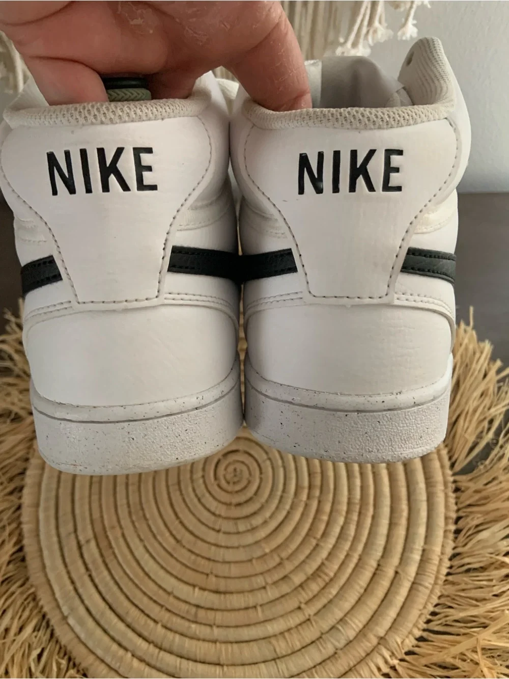 NIKE Men’s Court Vision Mid Sneakers White Black Size 10.5